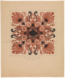 Design for a tile with palmet motifs, c.1850. Creator: Anon.