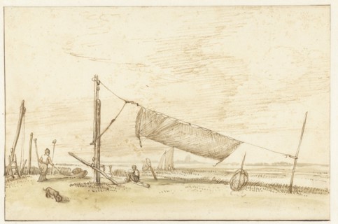 Two fishermen on the waterfront (the IJ?), 1640-1677. Creator: Anthonie van Borssom.