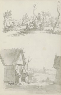 Fenced pasture and a cityscape, c.1780-c.1800. Creator: Bernhard Heinrich Thier.