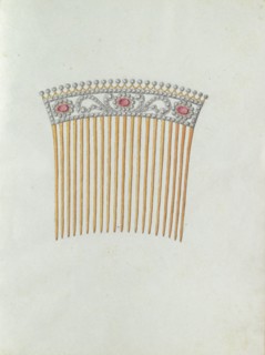 Hair comb with twenty teeth and three red stones, c.1800-c.1810. Creator: Carl Friedrich Bärthel.