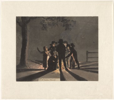 Children clustered around a Saint Martin's bonfire, 1805-1808. Creator: Christiaan Andriessen.