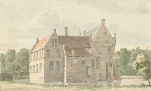 View of the manor house at Rhaan near Hellendoorn, side view, 1732. Creator: Cornelis Pronk.