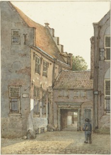 View of the entrance to the Latin school, the St. Hieronymusschool, on the Kromme Nieuwegracht in Ut Creator: Gerrit Lamberts.