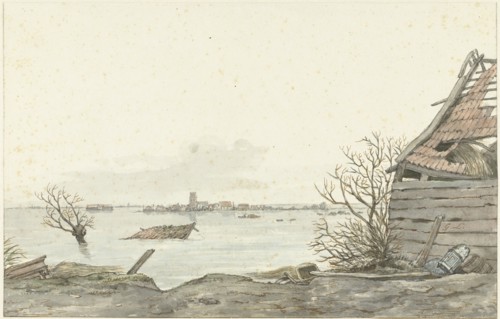 View of the flooded Ransdorp, February 1825. Creator: Gerrit Lamberts.