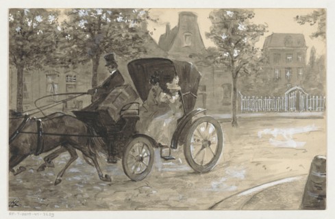 Two women in a horse carriage, in or before 1901. Creator: Louwerse, H.C..