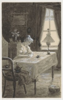 Mimi writes a letter, in or before 1901. Creator: Louwerse, H.C..