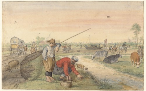 Landscape with Two Eel Fishermen by a Ditch, c.1625-c.1630. Creator: Hendrick Avercamp.