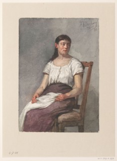 Sitting girl, 1881. Creator: Hendrik Valkenburg.