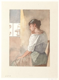 Sitting girl, profile to the left, 1836-1896. Creator: Hendrik Valkenburg.