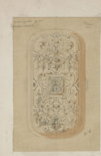 Design for cigarette case with monogram AH, c.1864-c.1894. Creator: Henri Cameré.