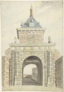 View of the ancient Vriesche Poort in Alkmaar, from the front, 1802. Creator: Jacobus Andreas Crescent.