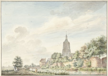 View of Asperen with the city walls and the church tower, 1745-1795. Creator: Jacobus Versteegen.