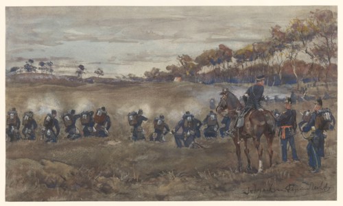 Infantry shooting practice on heathland, 1868-1898. Creator: Jan Hoynck van Papendrecht.