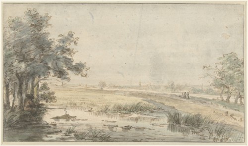Landscape with an angler by the water, 1776-1822. Creator: Jan Hulswit.