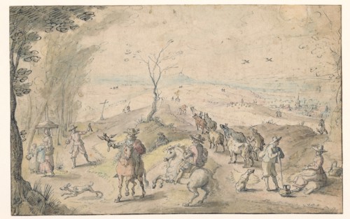 Landscape with falconers and herdsman, 1596-1653. Creator: Jan Wildens.