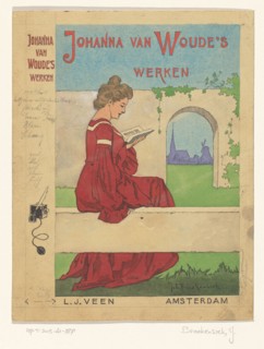 Book cover design for the series: Johanna van Woude's Werken...1905 or earlier. Creator: Johan Coenraad Braakensiek.