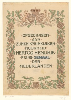 Book cover design for "De Nederlandsche Handel en Nijverheid in woord en beeld", c1901.  Creator: Johann Georg van Caspel.