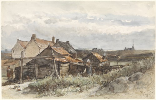 Fishing Family Houses in Scheveningen, 1873. Creator: Johannes Bosboom.