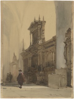 Choir screen of the Nieuwe Kerk, Delft, c.1850-1891. Creator: Johannes Bosboom.