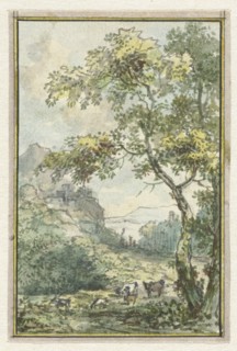 Landscape with cattle, 1752-1819. Creators: Juriaan Andriessen, Isaac de Moucheron.