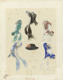 Six hats, c.1859. Creator: Laure Noel.