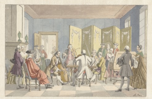 Interior with musicians, 1723-1760. Creator: Nicolaas Aartman.