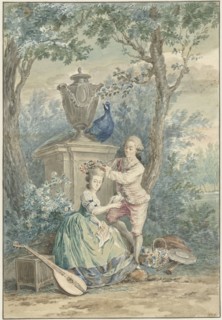 Elegant pair in a park, 1750-1808. Creator: Nicolaas Muys.