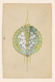 Design for a pendant with flower branches of the White Wisteria, enamelled gold, c.1905. Creator: Paul Louchet.