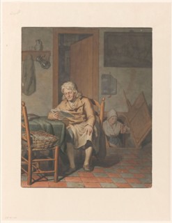 Interior with man reading at a table, 1790-1852.  Creator: Pieter Christoffel Wonder.