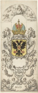 Design for stained glass window 10 donated by the Rijnland Water Board, 1667. Creator: Pieter Jansz.