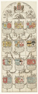 Design for stained glass window 14 donated by the mayors and councils of Amsterdam, 1666. Creator: Pieter Jansz.
