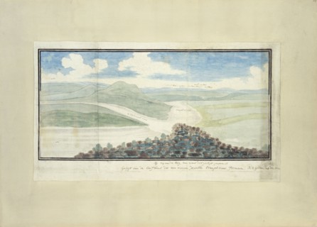 The confluence of the Caledon and Orange Rivers, seen from the south-west, 1777. Creator: Robert Jacob Gordon.