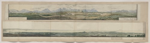 Panorama of Tulbagh, then known as the Land van Waveren in the Roodezand valley, 1778-1779. Creators: Robert Jacob Gordon, Johannes Schumacher.