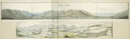 Panorama of the Biedouw and Cuinjis Mountains, c.1778-1779. Creators: Robert Jacob Gordon, Johannes Schumacher.