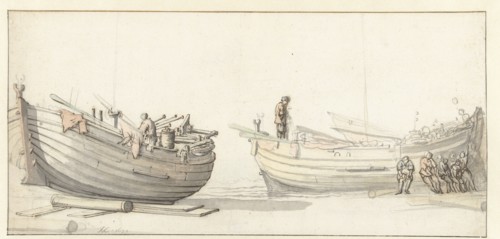 Study of two fishing boats with figures, 1652. Creator: Willem van de Velde the Younger.