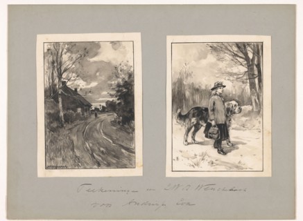 Figure on a country road and a girl with dog, in or before 1883-c.1904. Creator: Willem Wenckebach.