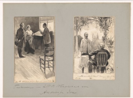 Men and wife with a desk and man on a terrace, in or before 1883-c.1904. Creator: Willem Wenckebach.