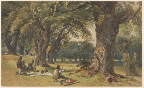 Landscape with four artists, 1830-1887. Creator: William Collingwood Smith.