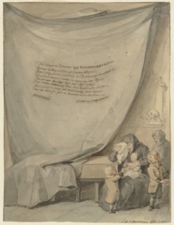 Widow with four children and a coffin, 1782. Creator: Aert Schouman.
