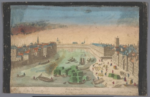View of the built-up Pont Notre-Dame over the Seine River in Paris, 1700-1799. Creator: Anon.