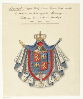 Coat of arms of Lodewijk Napoleon Bonaparte, King of Holland, 1807. Creator: Anon.