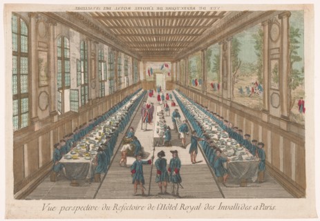 View of the dining room of the Hôtel des Invalides in Paris with a company of a meal, 1700-1799. Creator: Anon.