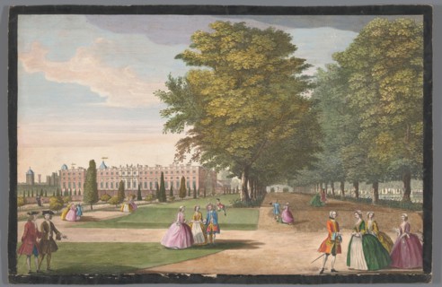 View of Hampton Court Palace in London seen from the south side, 1700-1799. Creator: Anon.