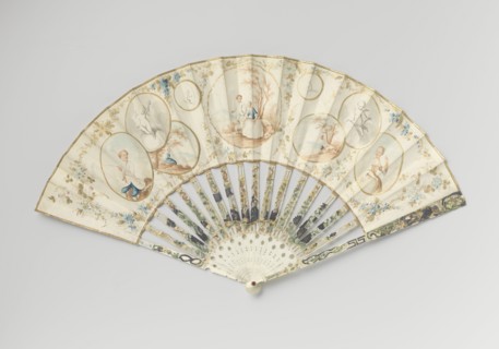 Folding fan with seated woman, c.1775-c.1780. Creator: Anon.