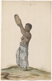 African woman with hand drum, c.1675-c.1725. Creator: Anon.