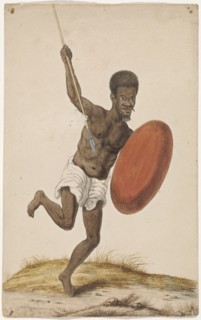 Malagasy warrior with assegai and sheild, c.1675-c.1725.  Creator: Anon.