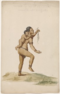 Khoikhoi woman with infant, c.1675-c.1725.  Creator: Anon.