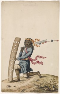 Ambonese dancing warrior in blue robe, c.1675-c.1725. Creator: Anon.