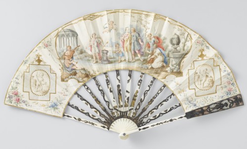 Folding fan with wedding scene, c.1775-c.1780. Creator: Anon.