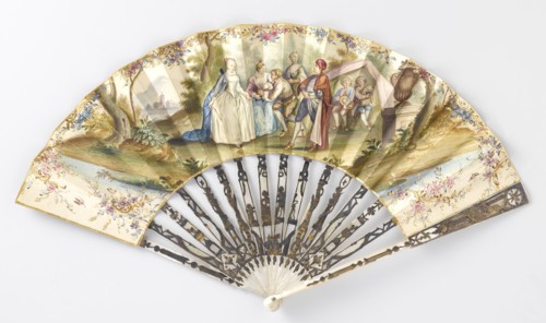 Folding fan with a dancing couple and musicians c.1775-c.1780. Creator: Anon.